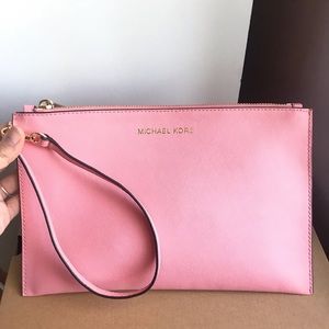 Michael Kors pink medium leather pouch
